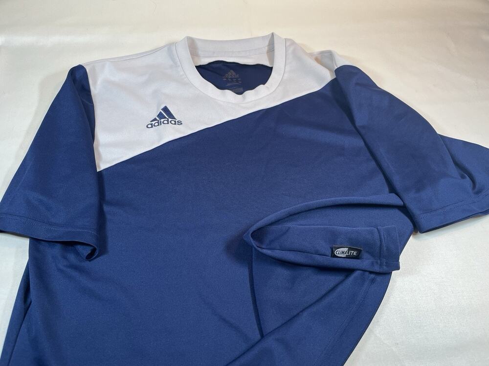 Adidas Climalite Mens L Blue White Soccer Training Jersey Shirt 2008